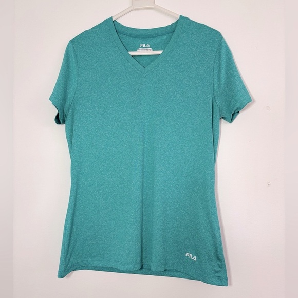 🎉3/20$🎉 FILA Teal Activewear V-Neck Tee - Size L - Picture 1 of 4